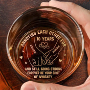 Gift For Couples, Gift For Husband, Gift For Wife, Gift For Boyfriend, Gift For Girlfriend - Couple Annoying Each Other Since - Personalized Engraved Whiskey Glass
