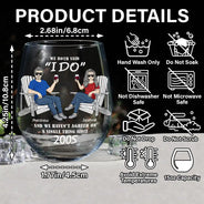 Gift For Couples, Gift For Husband, Old Couples, Gift For Wife - We Both Said I Do - Personalized Stemless Wine Glass
