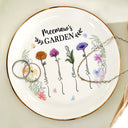 Gift For Mother,Gift For Grandma,Love - Birth Flower Grandma's Garden - 3D Embossed Effect Printed Ring Dish, Personalized Round Ring Dish