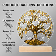 Family,Gift For Mother,Gift For Father - Loving Family Tree Unbreakable Bond - Personalized 3D Led Light Wooden Base