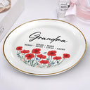 Gift For Grandma,Gift For Mother - Grandma Mom Flower Field - Personalized Round Ring Dish