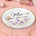 Gift For Grandma,Gift For Mother - Grandma Mom Flower Field - Personalized Round Ring Dish