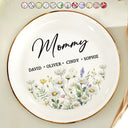 Gift For Grandma,Gift For Mother - Grandma Mom Flower Field - Personalized Round Ring Dish
