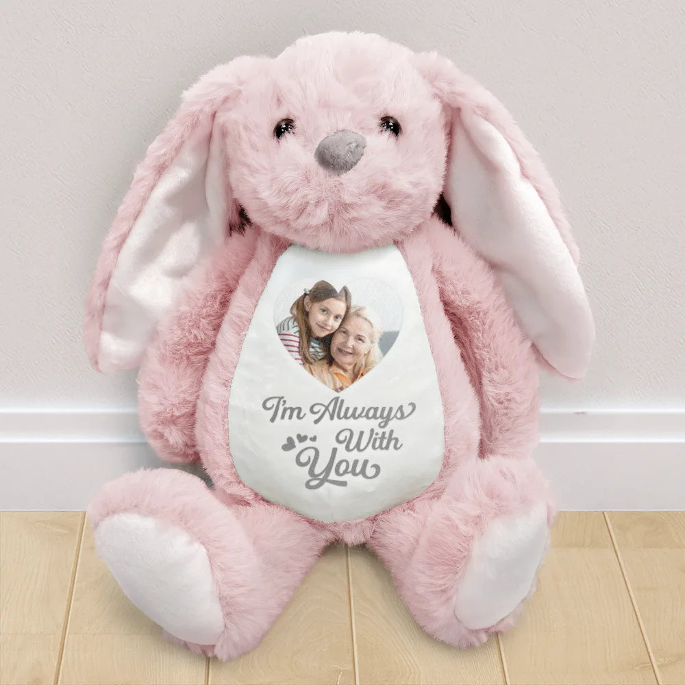Custom Photo A Cuddle From Heaven Memorial - Personalized Soft Toy Bunny