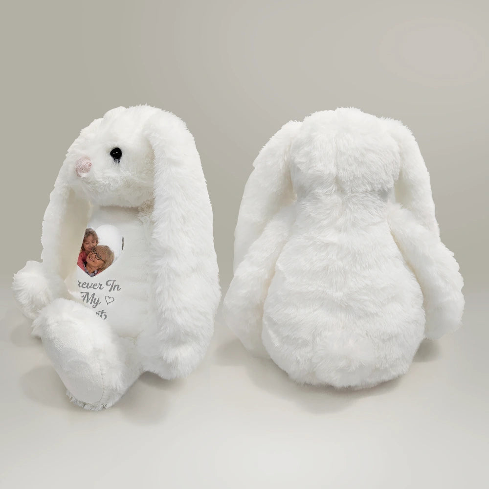 Custom Photo A Cuddle From Heaven Memorial - Personalized Soft Toy Bunny