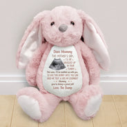 Happy,Gift For Wife,Parents,Gift For Mother,New baby,New Mom,Pregnant Mom - Custom Photo This Mother's Day I'll Be Snuggled Up In Your Tummy - Personalized Soft Toy Bunny