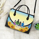 Gift For Women, Gift For Mother, Gift For Grandma, Single Mom, Mom - Daughters (Adult), Mom - Daughters (Young), Mom - Sons, Mom - Children, Grandma - Grandkids, Love - Grandma And Grandkids On The Moon - Personalized Leather Bag