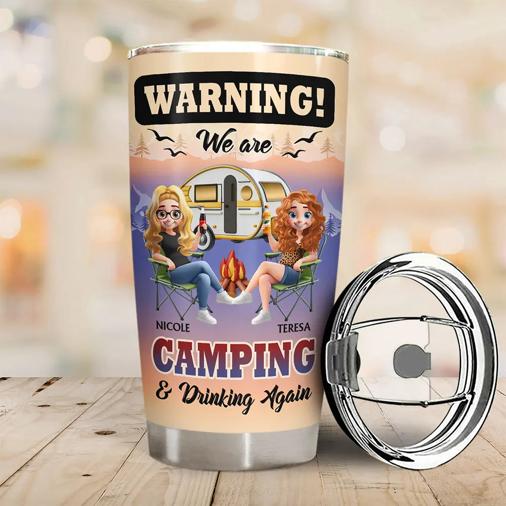 Gift For Women,Gift For Men,Gift For Bestie,Summer,Camping,Happy - We Are Camping & Drinking Again! - Personalized Tumbler