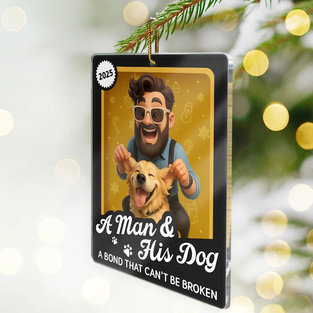 Pet Lovers,Pet Mom,Pet Dad,Dog Lovers,Dog Mom,Dog Dad,Happy,Christmas,Top Market - Custom Photo 3D Effect Figure Art A Girl & Her Dogs Unbreakable Bond - Personalized Custom Shaped Acrylic Ornament
