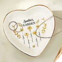 Gift For Women,Gift For Mother,Gift For Grandma,Love - 3D Metal Effect Birth Month Flowers Grandmas Moms Garden - Personalized Heart Ring Dish