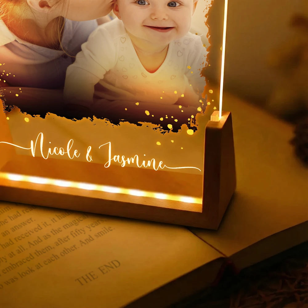 Mom,Daughters (Adult),Gift For Mother,Gift For Daughter,Love,Custom Photo - Custom Photo Mother And Daughters Forever Linked Together - Personalized Night Light