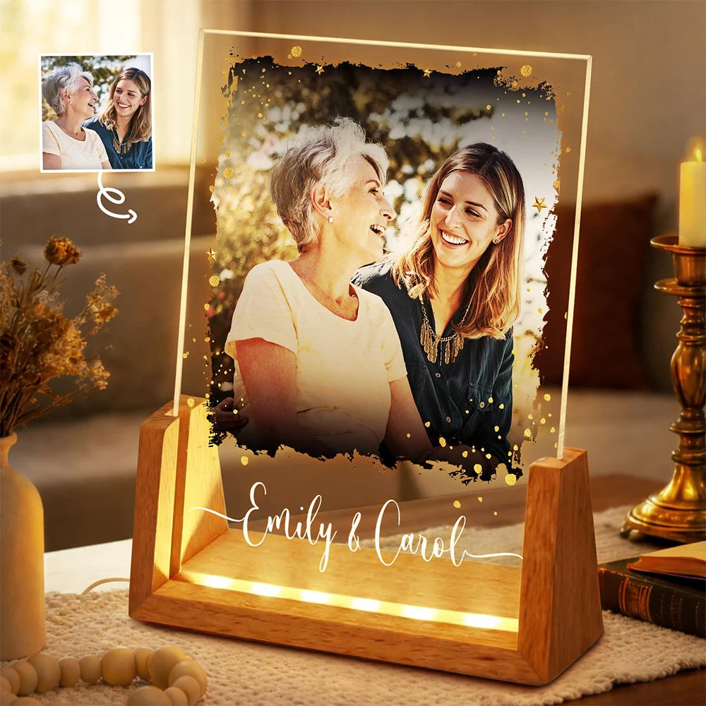 Mom,Daughters (Adult),Gift For Mother,Gift For Daughter,Love,Custom Photo - Custom Photo Mother And Daughters Forever Linked Together - Personalized Night Light