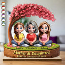 Gift For Mother,Mom - Daughters (Adult),Happy - Mother Daughter Under The Tree Forever Linked Together - Personalized Custom Shaped 2-Layered Wooden Plaque