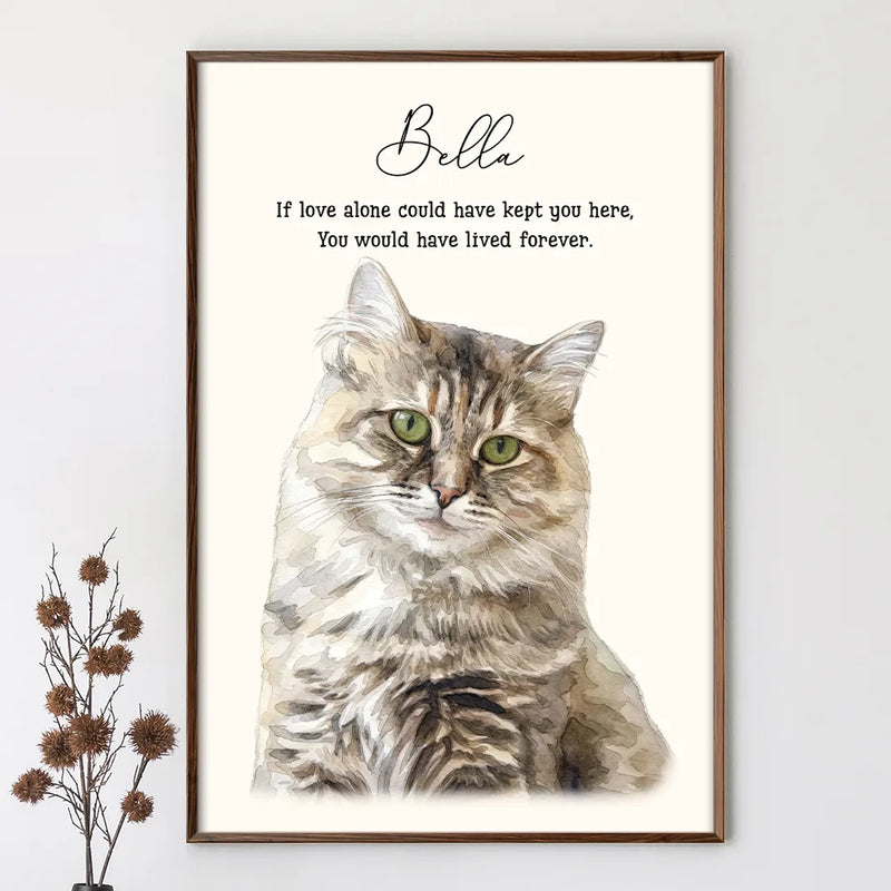 Dog Lovers, Pet Lovers, Cat Lovers, Sad, Memorial - Custom Photo Realistic Watercolor Art Memorial Dog Cat If Love Alone Could Have Kept You Here - Personalized Poster