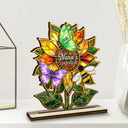 Gift For Grandma,Grandma - Grandkids,Grandma's Hobby,Gardening,Happy,Icon,Adorable - Grandma's Love Bugs Stained Glass Effect - Personalized Custom Shaped Wooden Plaque