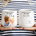Custom Photo,Gift For Father,New baby,New Dad,Non-Eng,Calendar,Photo - Watercolor,Adorable - Calendar Custom Photo Watercolor The Day You Became My Dad - Personalized Tapered Mug