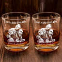 Custom Photo,Gift For Father,Dad - Daughters (Young),Non-Eng,Photo - Pencil Sketch (Dark BG),Proud - Custom Photo White Pencil Sketch Art Just A Dad And His Girl - Personalized Whiskey Glass