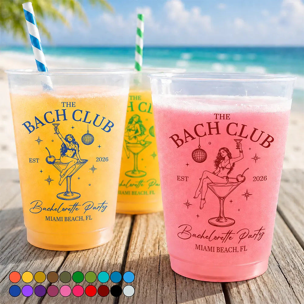 Gift For Bestie, Humorous, Summer, Icon - The Beach Club Bachelorette Party - Personalized Frosted Cups