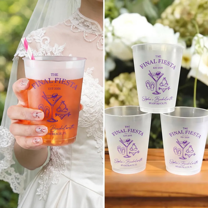 Gift For Bestie, Humorous, Summer, Icon - The Beach Club Bachelorette Party - Personalized Frosted Cups