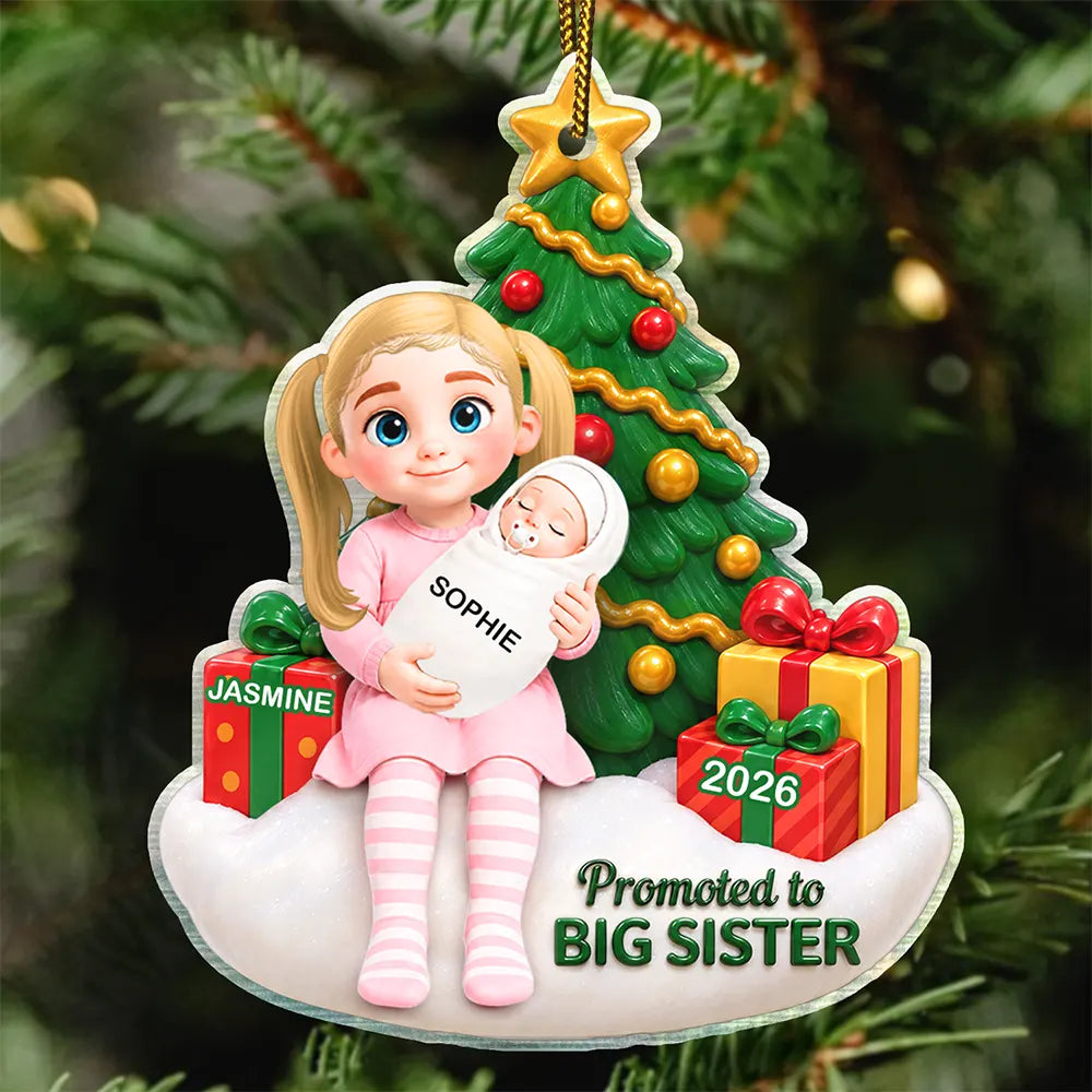 Baby First Christmas Gift For Big Brother Or Sister - Personalized Acrylic Ornament
