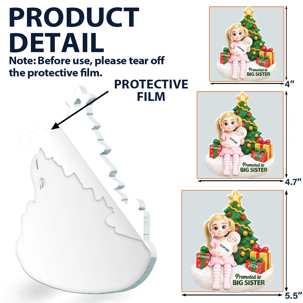 Adorable,Christmas,Gift For Kids,Vector - Baby First Christmas Gift For Big Brother Or Sister - Personalized Acrylic Ornament