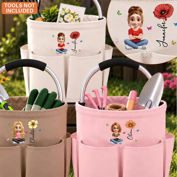 Gardening,Gift For Women,Gift For Yourself,Gifts For Her,Happy,Vector - Garden Gifts For Gardener Mom Grandma - Personalized Birth Month Flower Tool Bag