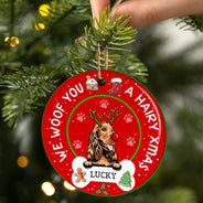 A Hairy Xmas - Christmas Gift For Dog Lovers - Personalized Custom Circle Ceramic Ornament