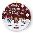 Merry Woofmas - Christmas Gift For Dog Lovers - Personalized Custom Circle Ceramic Ornament