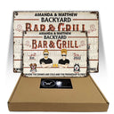 Backyard Bar & Grill Where The Drinks Are Cold And The Friendship Is Free - Gift For Couple - Personalized Custom Classic Metal Signs