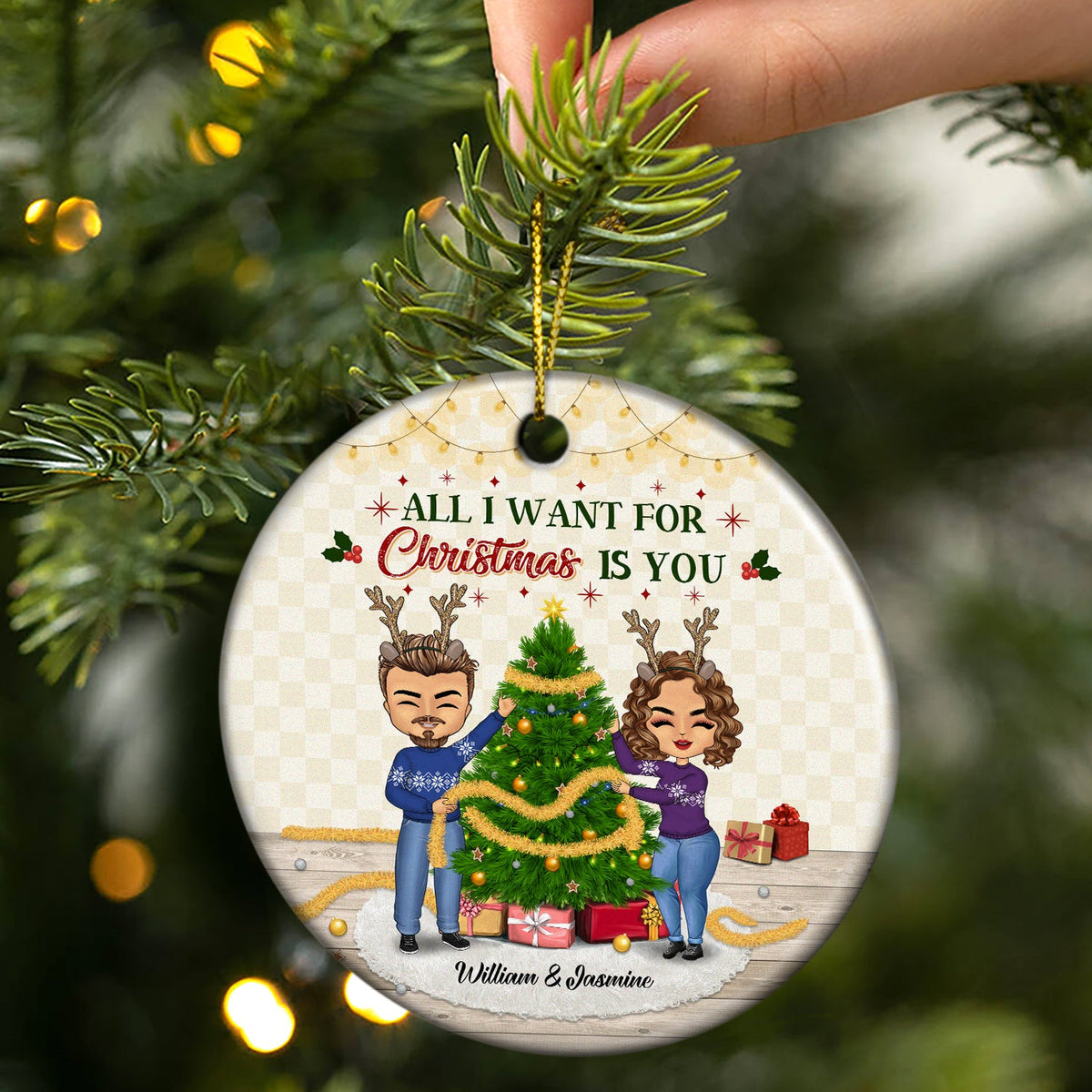 Christmas Is You Couple - Christmas Gift For Couple - Personalized Custom Circle Ceramic Ornament