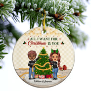 Christmas Is You Couple - Christmas Gift For Couple - Personalized Custom Circle Ceramic Ornament