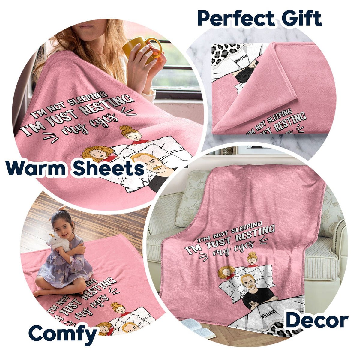 Father & Children I'm Not Sleeping - Gift For Dad, Gift For Grandpa - Personalized Custom Fleece Blanket