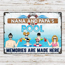 Grandma & Grandpa Swimming Pool Memories Are Made Here - Gift For Grandparents - Personalized Custom Classic Metal Signs