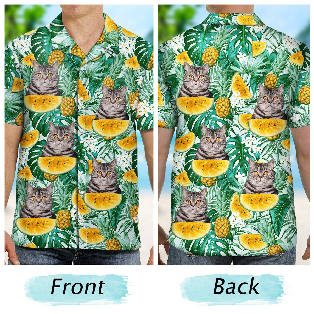 Custom Photo Family Pet Lovers - Beach Hawaiian Shit, Gift For Man, Gift For Pet Lovers - Personalized Custom Hawaiian Shirt
