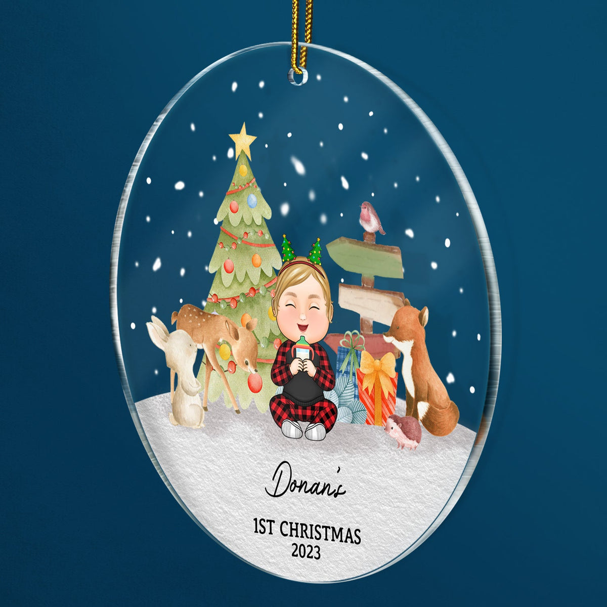 Baby Kids First Christmas - Christmas Gift - Personalized Circle Acrylic Ornament