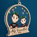 Christmas Flat Art Our Grandkids 2023 - Gift For Grandparents - Personalized 2-Layered Mix Ornament