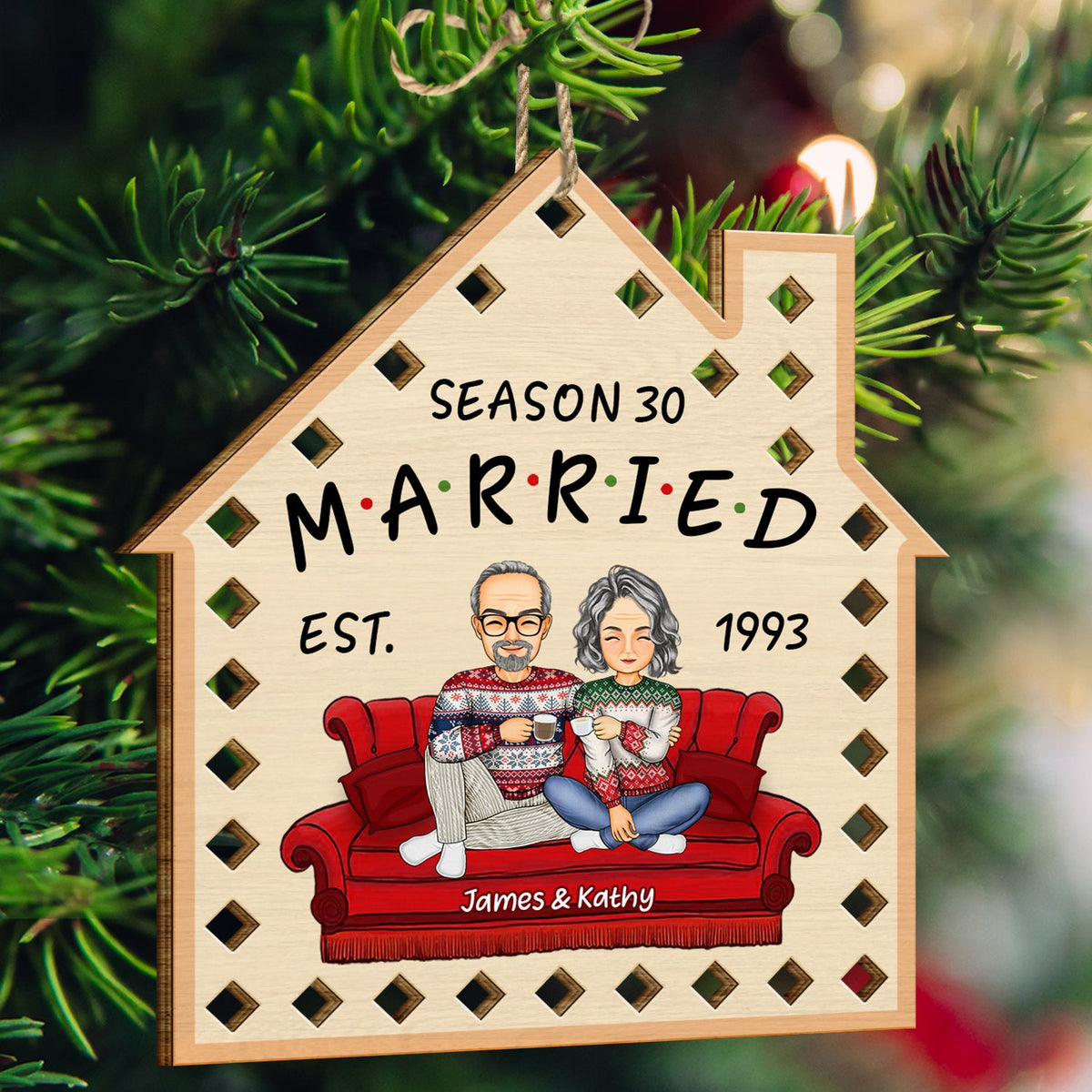 Season Married - Christmas Gift For Couples - Personalized Wooden Cutout Ornament