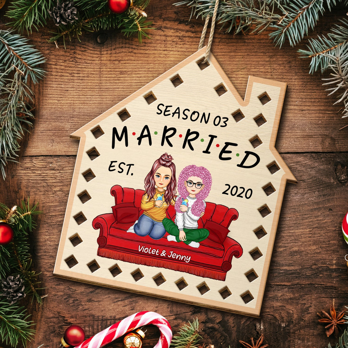 Season Married - Christmas Gift For Couples - Personalized Wooden Cutout Ornament