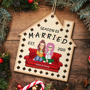 Season Married - Christmas Gift For Couples - Personalized Wooden Cutout Ornament