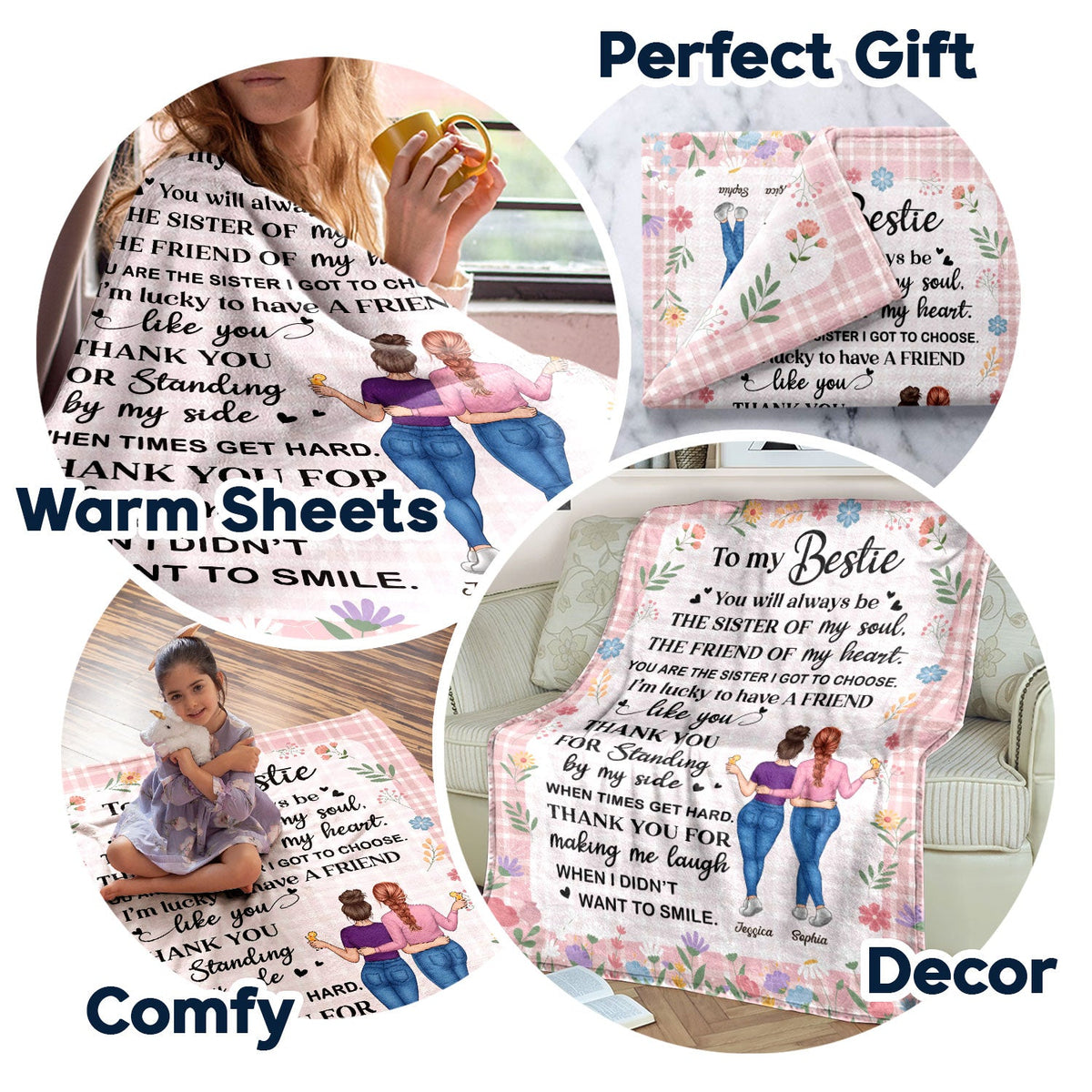 Sister Of My Soul - Gift For Bestie - Personalized Fleece Blanket
