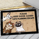Cartoon Cats Planning Escape - Gift For Cat Lovers - Personalized Doormat