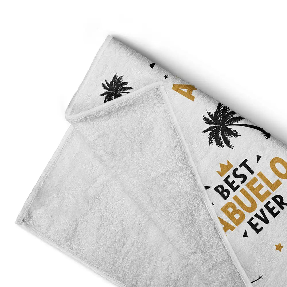 Custom Photo Best Dad Ever Coconut Palm - Personalized Beach Towel