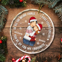 Christmas Couple Sideview You Are My Favorite By Far - Personalized Circle Glass Ornament