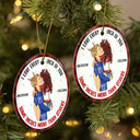 Christmas Couple Love Every Inch Of You - Personalized Circle Ceramic Ornament