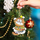 Scratching Cat Christmas - Personalized Cutout Acrylic Ornament
