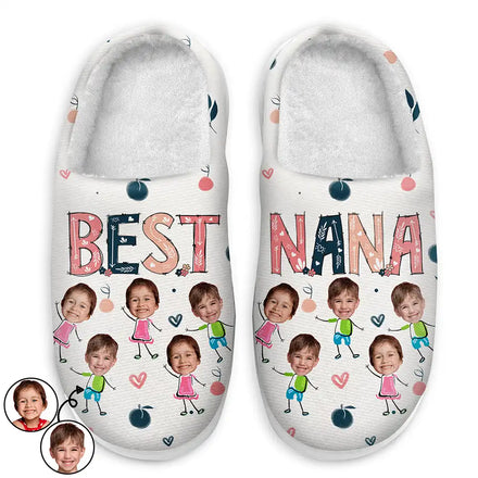 Custom Photo Best Nana Mom Ever - Personalized Fluffy Slippers