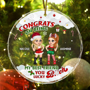 Congrats On Being My Best Friend - Personalized Circle Glass Ornament