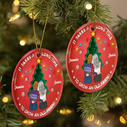 Grow An Old Friend - 3D Inflated Effect Printed Ornament, Personalized Circle Ceramic Ornament