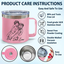 Gift For Father,Gift For Grandpa,Non-Eng,Photo - Pencil Sketch (Bold),Proud - Custom Photo Bold Sketch Best Dad Grandpa Ever Family Portrait - Personalized 14oz Stainless Steel Tumbler With Handle