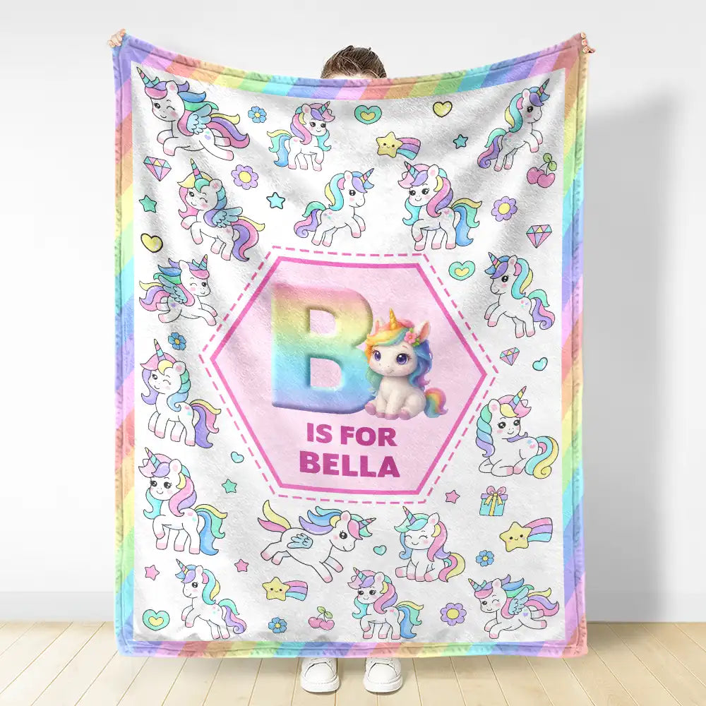 Top Market - Kid Boy Kid Girl Monogram - Personalized Fleece Blanket, Sherpa Blanket